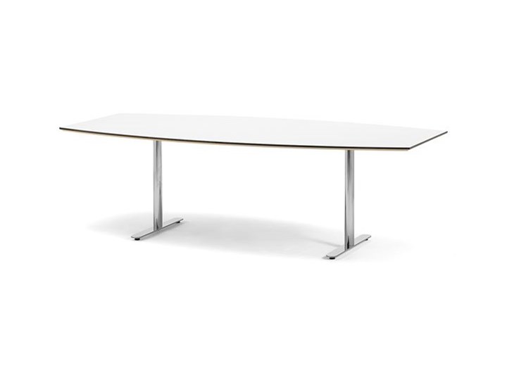 Stół konferencyjny Selma kształt łodzi 2400 mm biały chrom