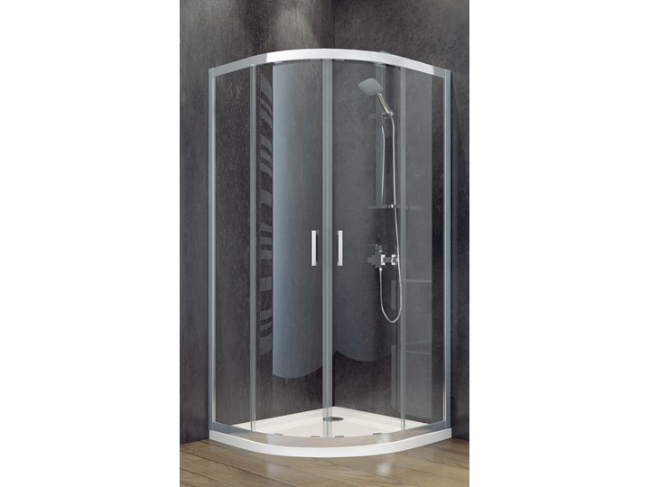 Kabina prysznicowa półokrągła Modern 90x90x185 Rodzaj drzwi Rozsuwane Szerokość 90 cm Wysokość 185 cm Narożna Brodzik Bez brodzika