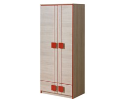Szafa 2D G1 Gumi Dolmar Dąb Santana / Czerwień Głębokość 52 cm Drewno Wysokość 187 cm Szerokość 80 cm Ilość drzwi Dwudrzwiowa