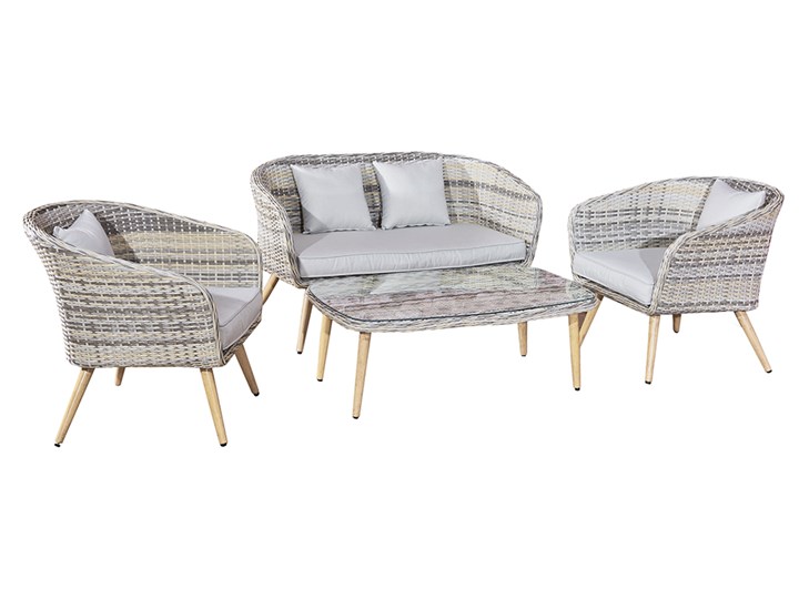 Nowoczesne meble z technorattanu ANTICO sofa 3 osobowa Tworzywo sztuczne Zawartość zestawu Stolik Zestawy wypoczynkowe Aluminium Kategoria Zestawy mebli ogrodowych