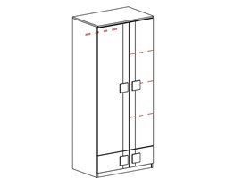 Szafa 2D G1 Gumi Dolmar Dąb Santana / Czerwień Głębokość 52 cm Drewno Wysokość 187 cm Szerokość 80 cm Ilość drzwi Dwudrzwiowa