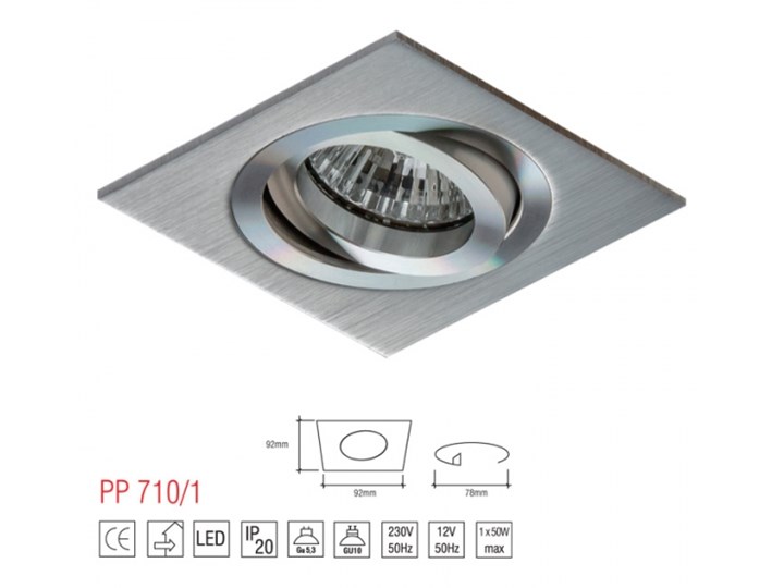 LM 710/1 OPRAWA HALOGENOWA LED WPUSZCZANA OCZKO REGULOWANA ALUMINIUM DRAPANE MR16 GU10 GU5,3