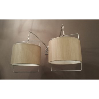 KINKIET LAMPA ŚCIENNA WALEC TUBA KUBIK KOSTKA KINKIET METAL CHROM ABAŻUR MATERIAŁ BEŻOWY E14 LED LM K 1076/2B
