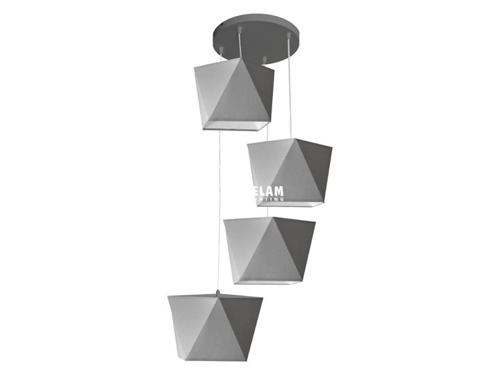 Lampa wisząca ADAMANT szara W-KD 0501/4 GR Metal Żyrandol Tkanina Lampa z abażurem Kolor Szary Kategoria Lampy wiszące