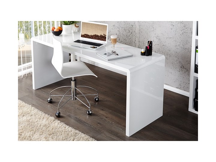 Biurko notice białe 140 lakierowane wysoki połysk Głębokość 60 cm Drewno Szerokość 140 cm Płyta MDF Biurko tradycyjne