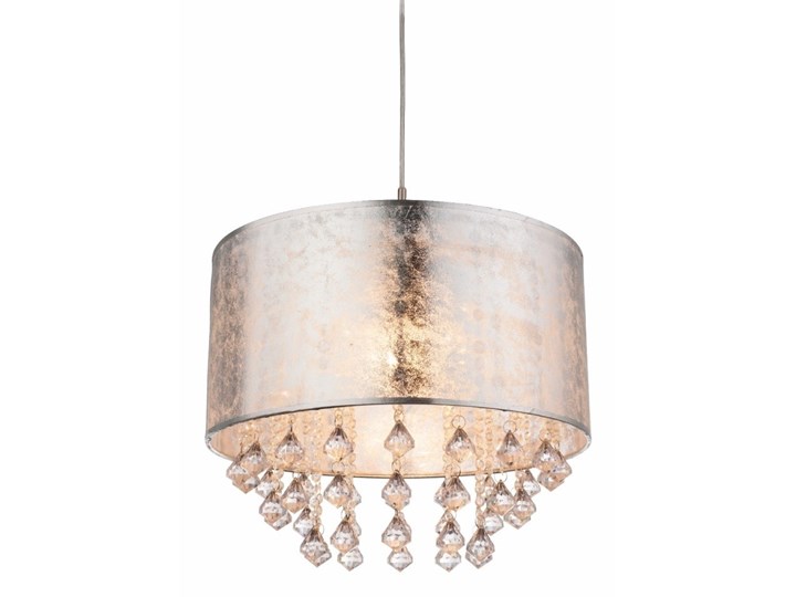 Lampa wisząca AMY Globo styl glamour kryształ nikiel plastik tkanina kryształki akrylowe