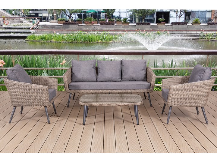 Nowoczesne meble z technorattanu ANTICO sofa 3 osobowa Aluminium Tworzywo sztuczne Zestawy wypoczynkowe Styl Nowoczesny