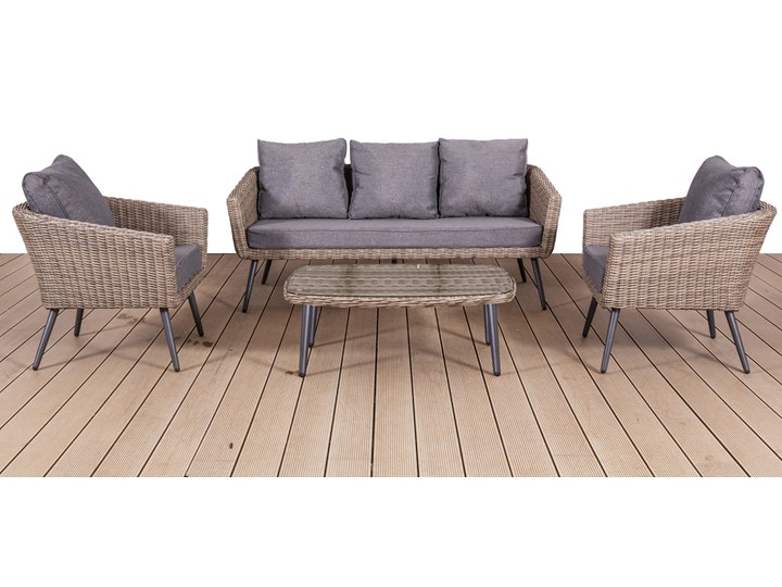 Nowoczesne meble z technorattanu ANTICO sofa 3 osobowa Aluminium Zestawy wypoczynkowe Tworzywo sztuczne Zawartość zestawu Fotele