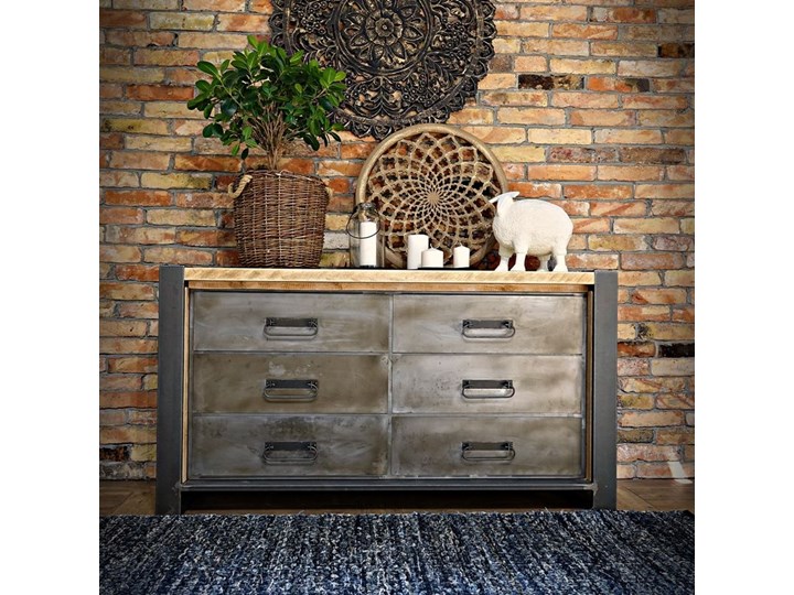 Komoda industrialna loft FACTORY SOSNA 2 Z szufladami Pomieszczenie Salon Głębokość 50 cm Drewno Kategoria Komody