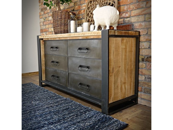 Komoda industrialna loft FACTORY SOSNA 2 Drewno Z szufladami Pomieszczenie Sypialnia Głębokość 50 cm Kategoria Komody