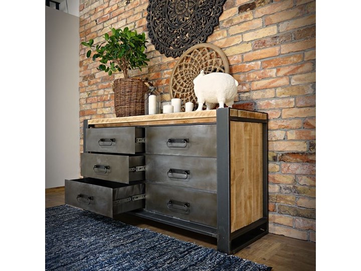 Komoda industrialna loft FACTORY SOSNA 2 Drewno Głębokość 50 cm Z szufladami Kategoria Komody