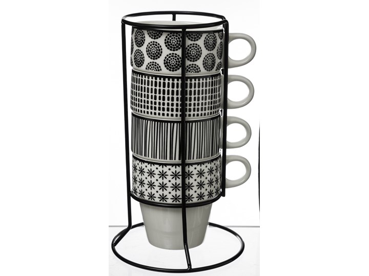 Zestaw 4 Kolorowych Filiżanek Porcelanowych Na Stojaku Kubki Do