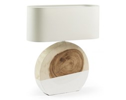 Lampa stołowa WINKA, biała drewno Wysokość 60 cm tkanina metal Wielkość Trzyosobowa