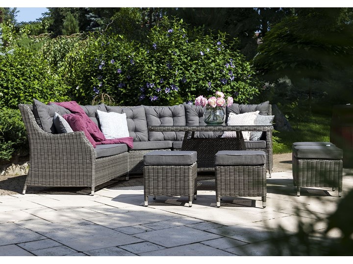 Zestaw mebli ogrodowych SIENA royal szary Zestawy wypoczynkowe Aluminium Stoły z krzesłami Zestawy modułowe Technorattan Zawartość zestawu Sofa