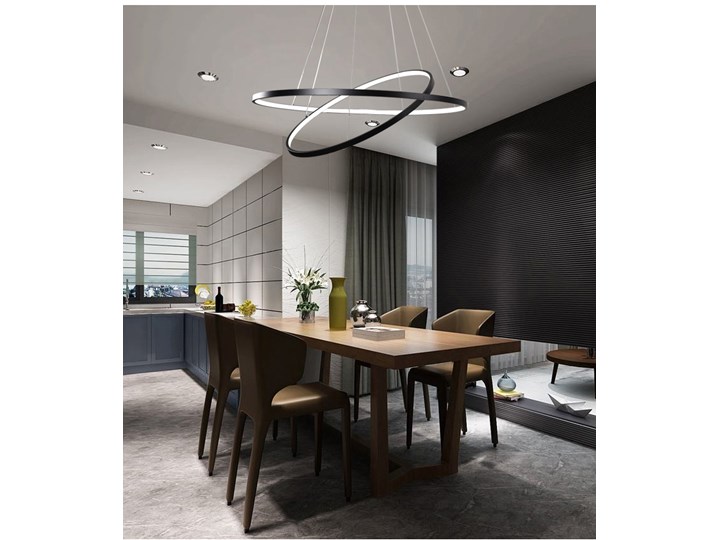 LED ring double - żyrandol 70cm - podwójny pierścień LED Styl Nowoczesny Metal Stal Szkło Ilość źródeł światła 6 źródeł
