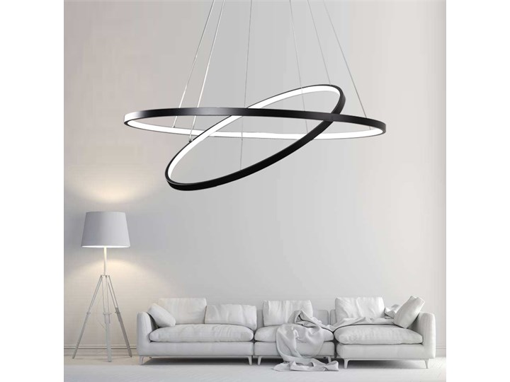 LED ring double - żyrandol 70cm - podwójny pierścień LED Styl Industrialny Metal Szkło Stal Styl Nowoczesny