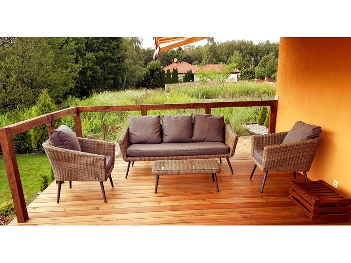 Nowoczesne meble z technorattanu ANTICO sofa 3 osobowa Tworzywo sztuczne Aluminium Zestawy wypoczynkowe Zawartość zestawu Stolik