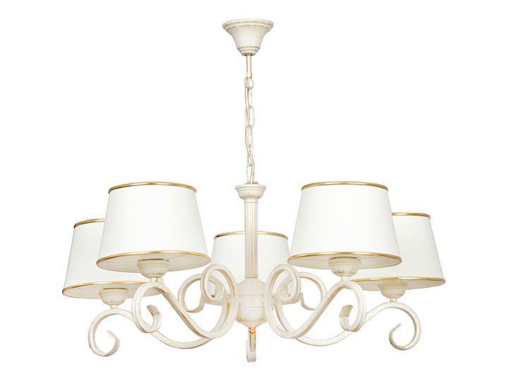 KASPIAN 5 195/5 klasyczny żyrandol duże kremowe abażury złota tasiemka elegancja Lampa z abażurem Lampa LED Metal Ilość źródeł światła 5 źródeł