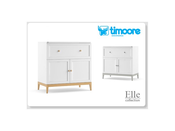 Komoda dwudrzwiowa z szufladą ELLE - Timoore Drewno Szerokość 80 cm Płyta MDF Wysokość 82 cm
