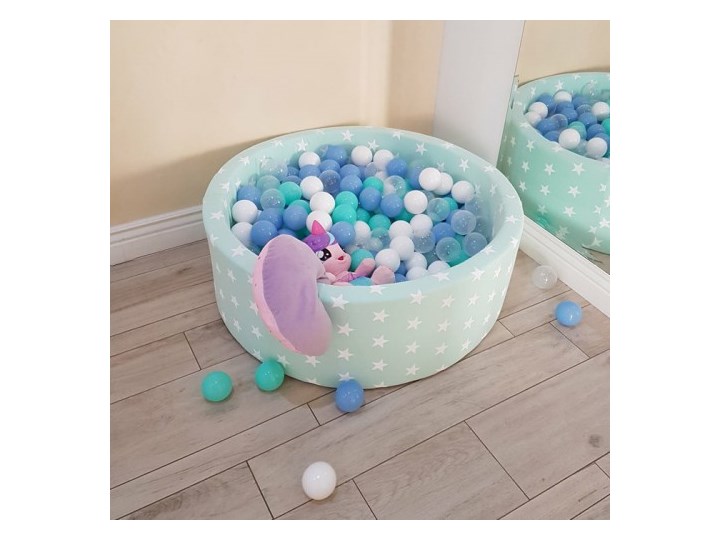MeowBaby® Suchy Basen z Piłeczkami 200 szt Okrągły, Miętowy w Gwiazdki