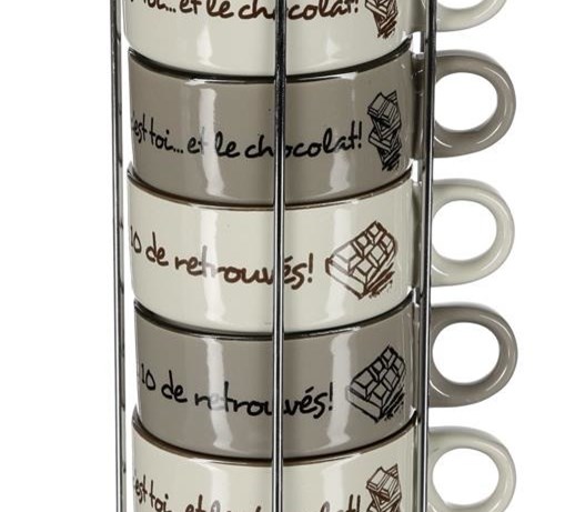 Zestaw 6 Filiżanek Porcelanowych Na Stojaku Kubki Do Kawy Komplet