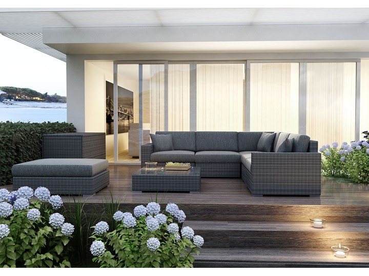 Meble ogrodowe MILANO II royal szare Technorattan Drewno Stal Tworzywo sztuczne Zestawy kawowe Aluminium Stoły z krzesłami Rattan Zestawy modułowe Zestawy wypoczynkowe Kategoria Zestawy mebli ogrodowych