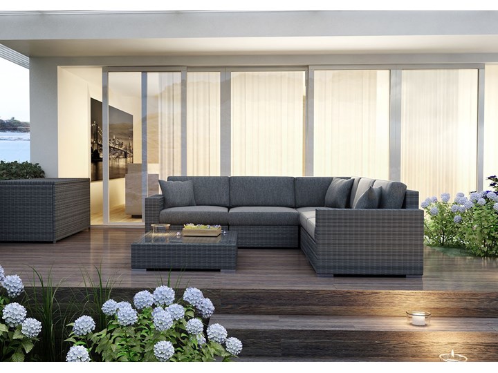 Meble ogrodowe MILANO II royal szare Rattan Tworzywo sztuczne Stoły z krzesłami Stal Zestawy modułowe Technorattan Zestawy wypoczynkowe Drewno Aluminium Zestawy kawowe Zawartość zestawu Fotele