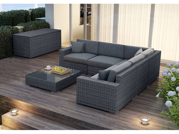 Meble ogrodowe MILANO II royal szare Tworzywo sztuczne Technorattan Zestawy kawowe Aluminium Stoły z krzesłami Drewno Stal Zestawy modułowe Rattan Zawartość zestawu Stół Zestawy wypoczynkowe Zawartość zestawu Parasol