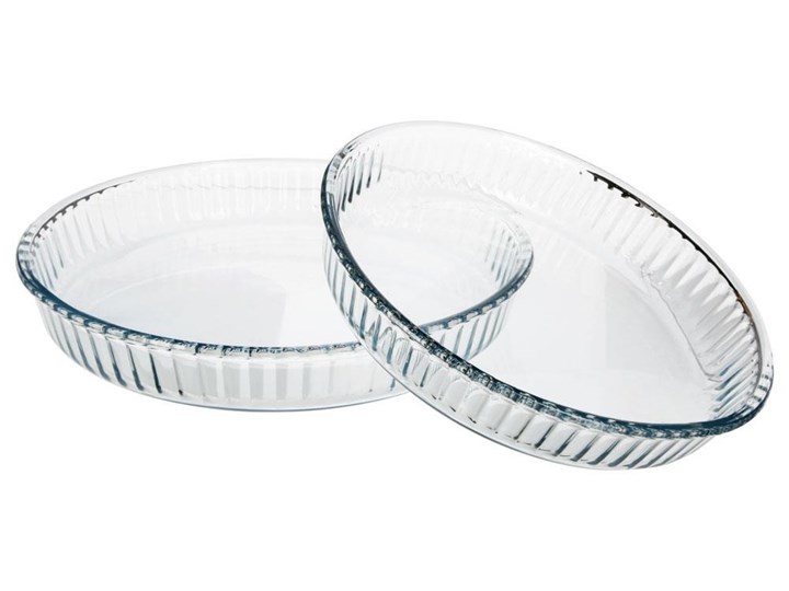 Dwie okrągłe formy do pieczenia ciast - szklane, 32, 26 cm Kategoria Formy i foremki Kolor Biały