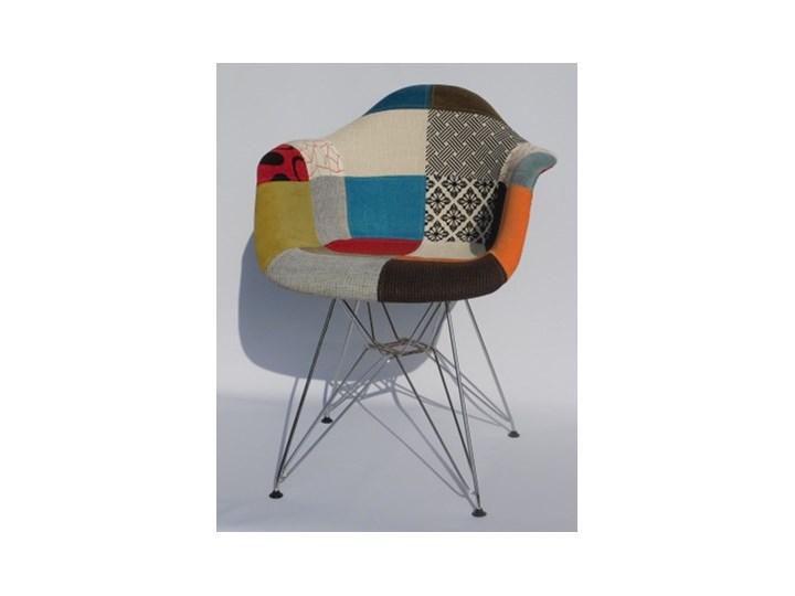 Fotel tapicerowany Milano Patchwork jasny chromowane nogi Tworzywo sztuczne Tkanina Wysokość 80 cm Metal Fotel inspirowany Kategoria Fotele do salonu