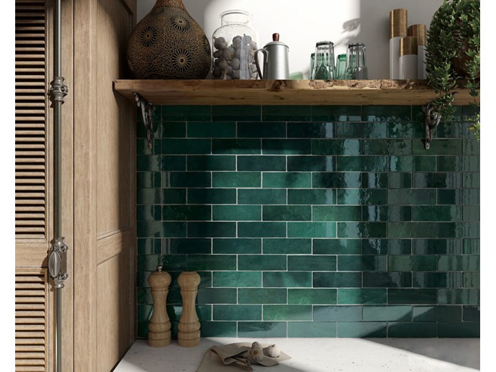 glazura ARTISAN GREEN 20x6 Kategoria Płytki Prostokąt Płytka bazowa Kolor Zielony