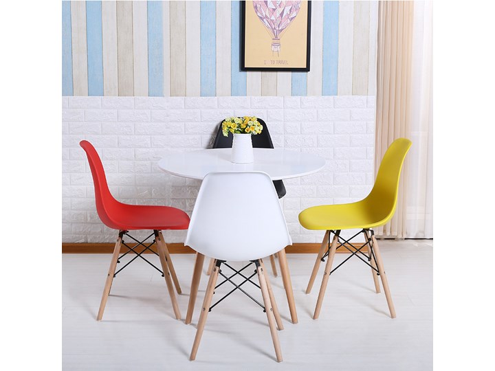 STÓŁ SKANDYNAWSKI OKRĄGŁY WT02 (ART105T) 80CM Metal Drewno Płyta MDF Styl Minimalistyczny Pomieszczenie Stoły do jadalni