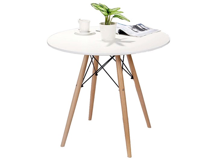 STÓŁ SKANDYNAWSKI OKRĄGŁY WT02 (ART105T) 80CM Drewno Płyta MDF Metal Rozkładanie