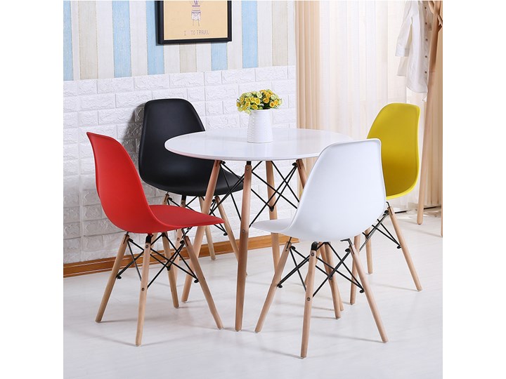 STÓŁ SKANDYNAWSKI OKRĄGŁY WT02 (ART105T) 80CM Drewno Pomieszczenie Stoły do jadalni Metal Płyta MDF Pomieszczenie Stoły do salonu