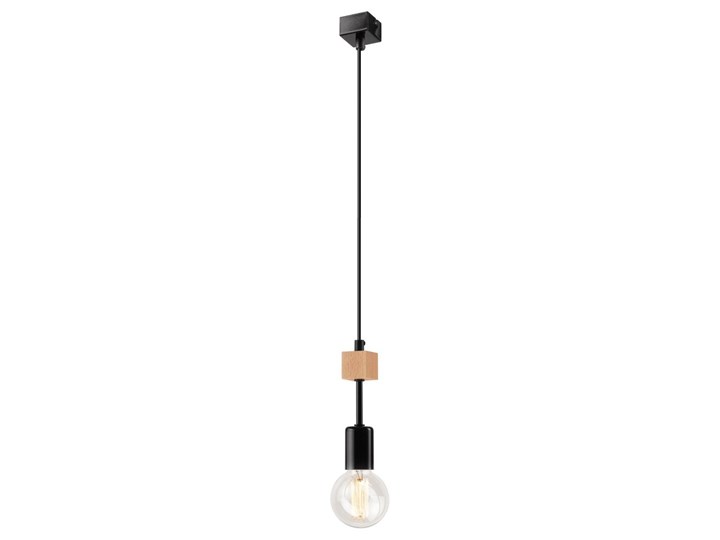 ORAZIO lampa wisząca 1-punktowa czarna - naturalny buk Metal Drewno Pomieszczenie Kuchnia Żarówka na kablu Kolor Czarny