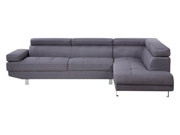 Narożnik lewostronny szary tapicerowany 5 osobowa sofa z regulowanymi zagłówkami W kształcie L Strona Lewostronne