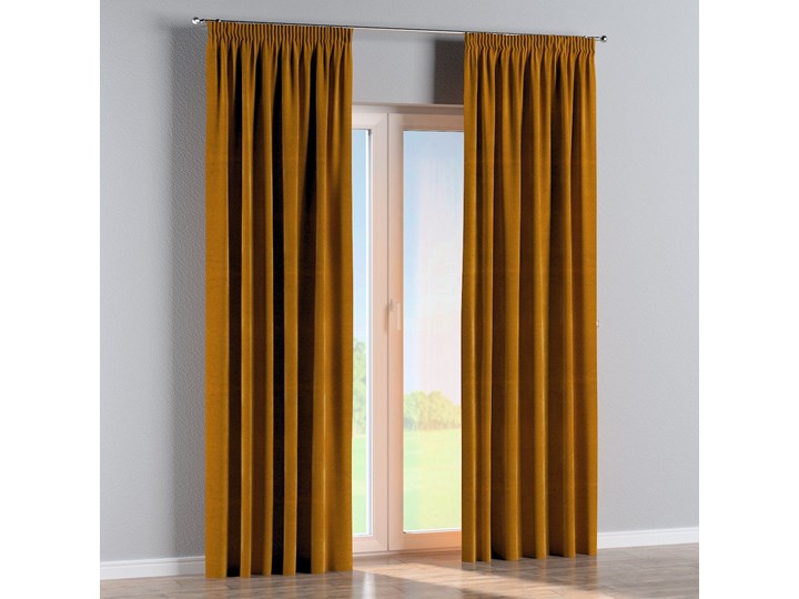 Zasłona na taśmie marszczącej 1 szt., miodowy, 1szt 130 × 260 cm, Velvet Poliester 130x260 cm Zasłona prześwitująca Pomieszczenie Salon