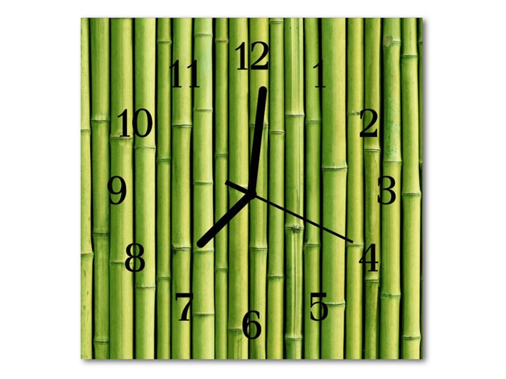 Zegar szklany kwadratowy Bambus Zegar ścienny Szkło Kolor Zielony