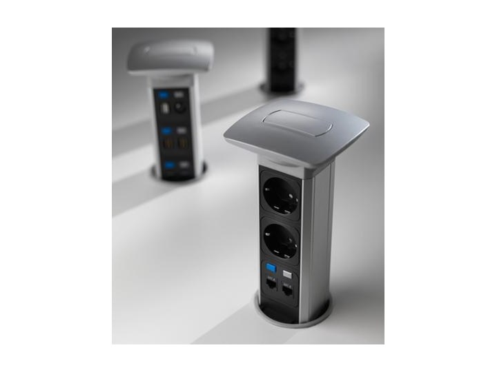Kolumna blatowa VERSAPULL ASA 2x230V+2xRJ45 -aluminium