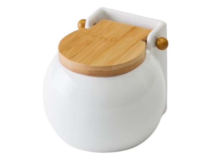 Biały pojemnik na sól z wieczkiem Unimasa Ceramic, 700 ml Solniczka i pieprzniczka Ceramika Kategoria Przyprawniki