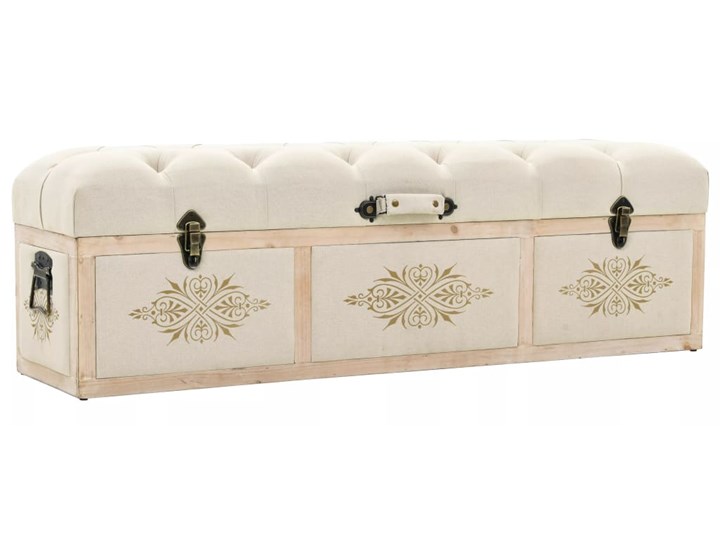 vidaXL Ławka ze schowkiem, lite drewno i tkanina, 120 x 30 x 38 cm Skrzynia Styl Nowoczesny Kategoria Ławki do salonu