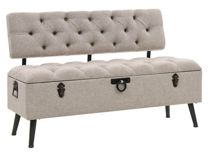 vidaXL Ławka ze schowkiem i oparciem, tkanina, 121 x 53 x 78 cm Z oparciem Skrzynia Styl Rustykalny Pomieszczenie Sypialnia