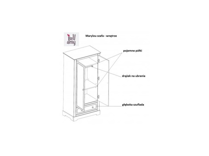 Szafa dziecięca Marylou Wysokość 174,6 cm Szerokość 103 cm Metal Płyta MDF Płyta laminowana Głębokość 52 cm Rodzaj frontów Mat