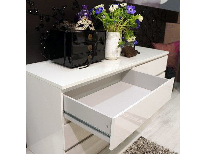 Biała komoda wysoki połysk Naia 6S Wysokość 71 cm Szerokość 154 cm Płyta MDF Kolor Biały Głębokość 50 cm Kategoria Komody