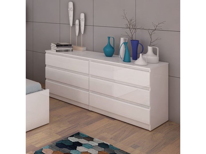 Biała komoda wysoki połysk Naia 6S Szerokość 154 cm Płyta MDF Wysokość 71 cm Kolor Biały Głębokość 50 cm Kategoria Komody