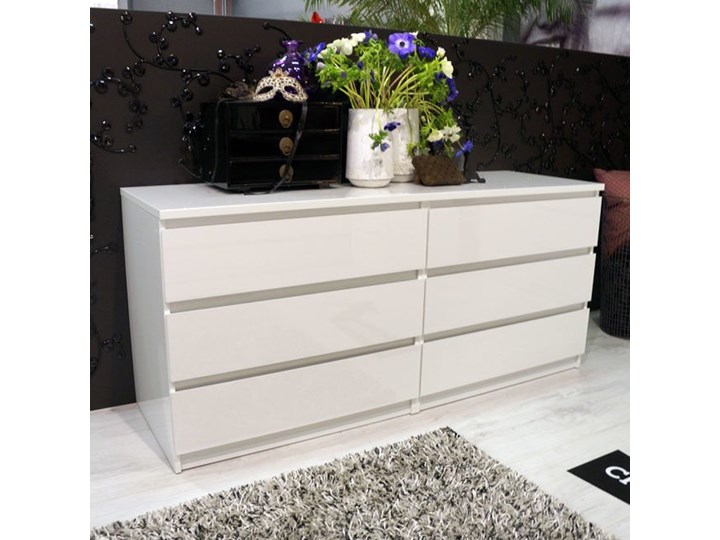 Biała komoda wysoki połysk Naia 6S Kolor Biały Wysokość 71 cm Głębokość 50 cm Płyta MDF Szerokość 154 cm Kategoria Komody