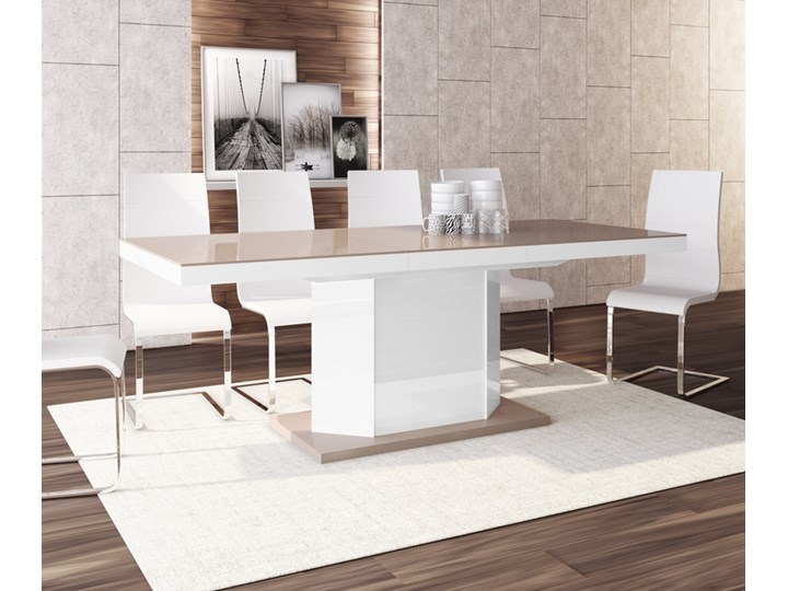 Rozkładany stół w wysokim połysku Amigo cappucino Pomieszczenie Stoły do salonu Kształt blatu Prostokątny