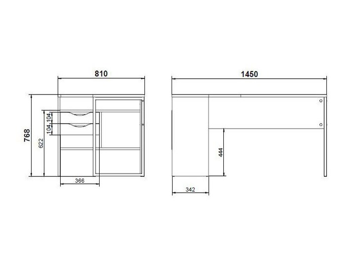 Biurko narożne Function 118 biały/dąb truflowy Głębokość 81 cm Płyta MDF Szerokość 145 cm Styl Nowoczesny