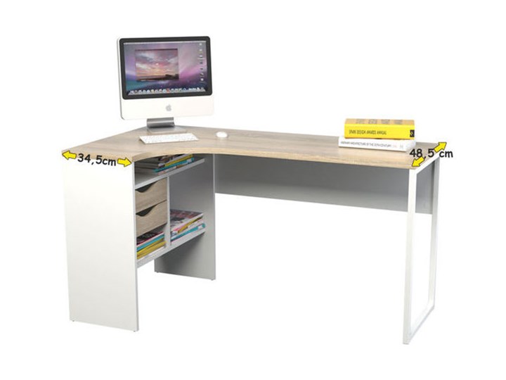 Biurko narożne Function 118 biały/dąb truflowy Głębokość 81 cm Styl Skandynawski Szerokość 145 cm Płyta MDF Styl Nowoczesny