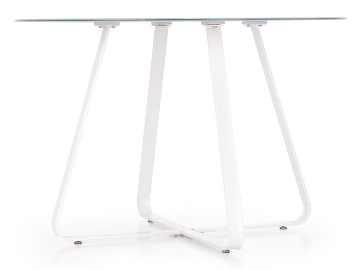 Okrągły stół z blatem szklanym Looper Długość 115 cm Stal Szerokość 115 cm Wysokość 76 cm Wysokość 115 cm Szkło Pomieszczenie Stoły do jadalni